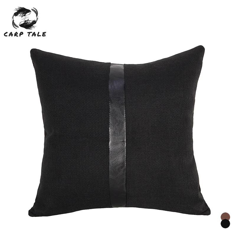 

Home Decor Cushion Cover Linen PU Stitching Pillow Case Luxury Cushion Covers 45*45 Decorative Cushions Sofa Throw Pillow Cover