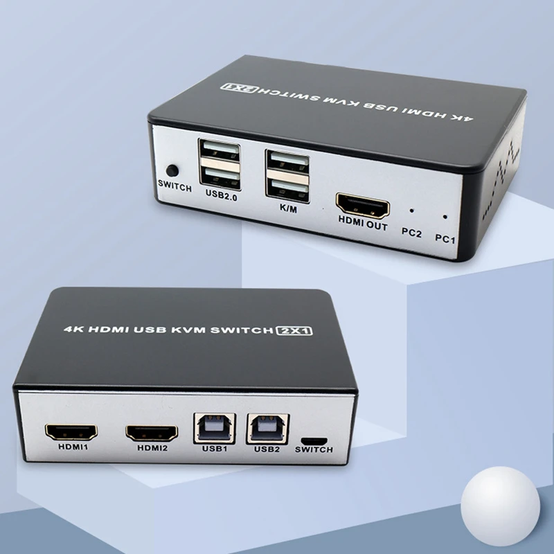 Квм-Консоль HDMI USB с поддержкой переключения горячих клавиш, квм-Консоль 4K/60 Гц, выход 2 в 1 для совместного использования клавиатуры и мыши при... от AliExpress WW