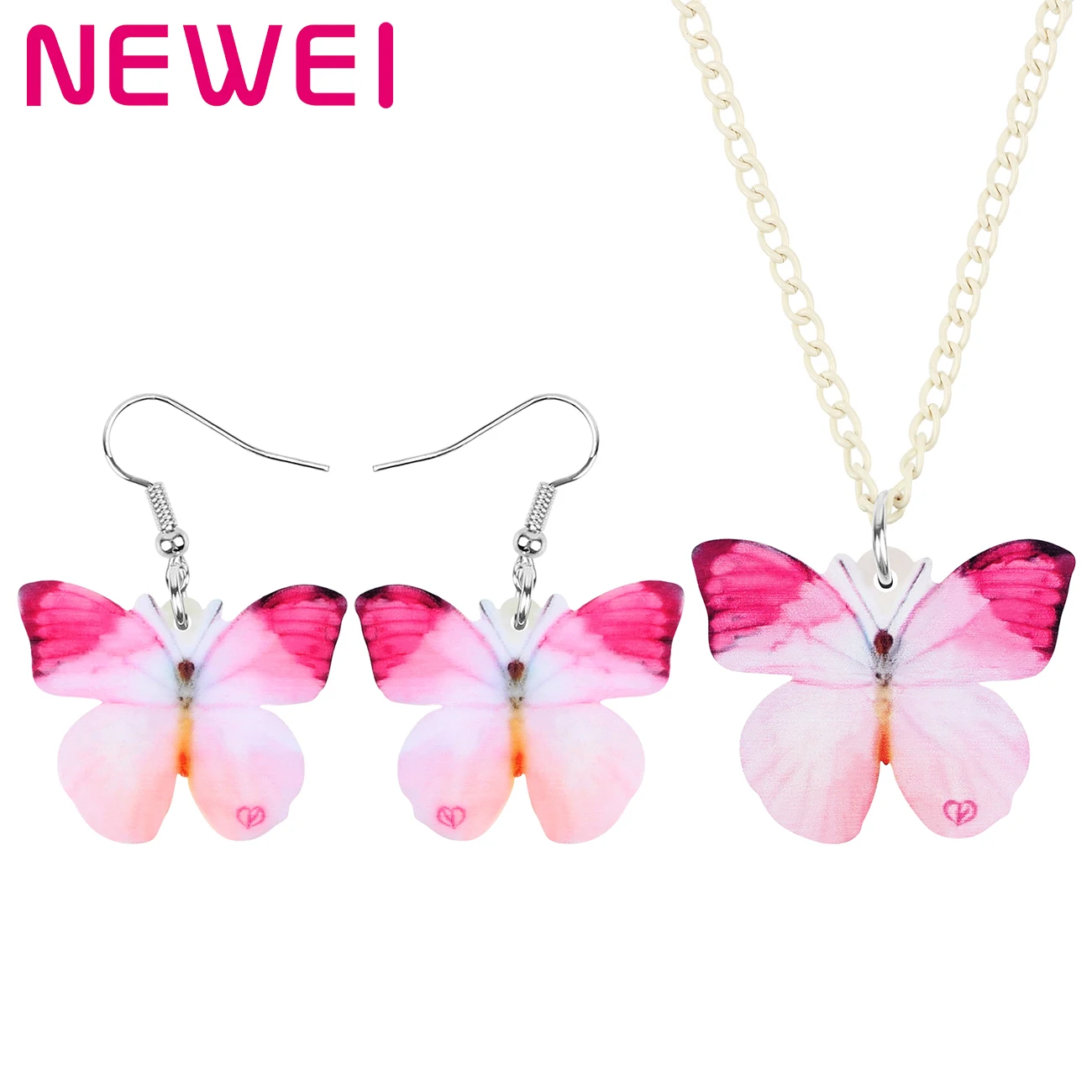 

NEWEI Acrylic Morpho Butterfly Jewelry Sets Printing Big Animal Necklace Earrings Jewelry Women Girls Charm Decoration Gift