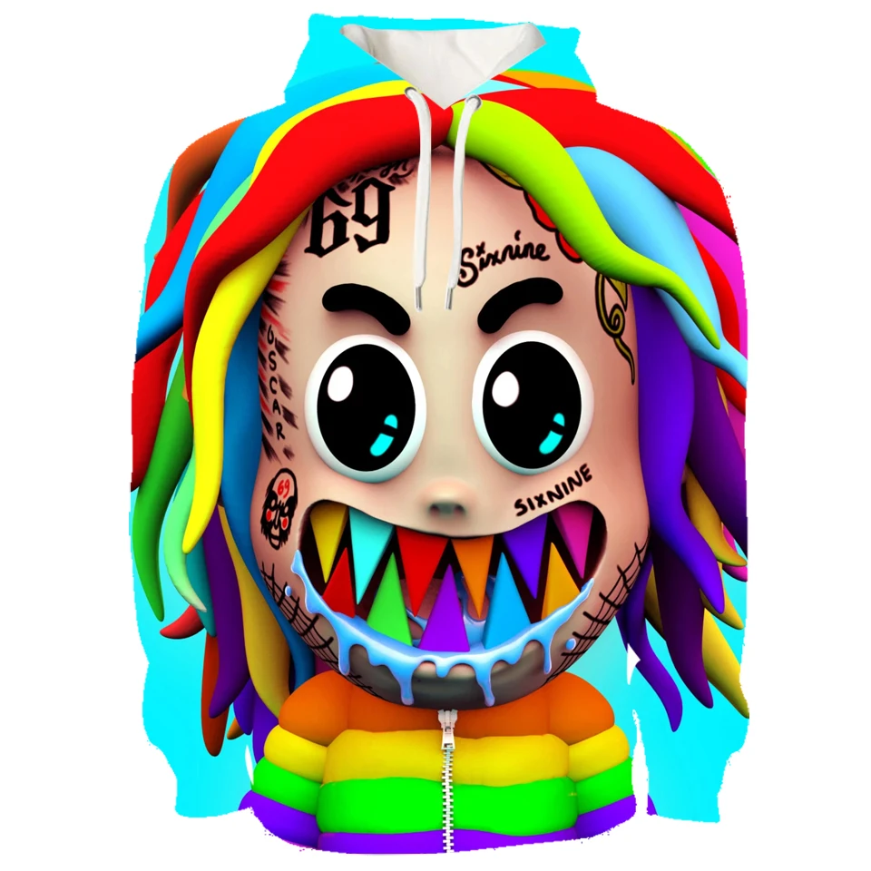 Толстовка Мужская/женская с 3D принтом Ulzzang 6ix9ine|Мужские толстовки и свитшоты| |