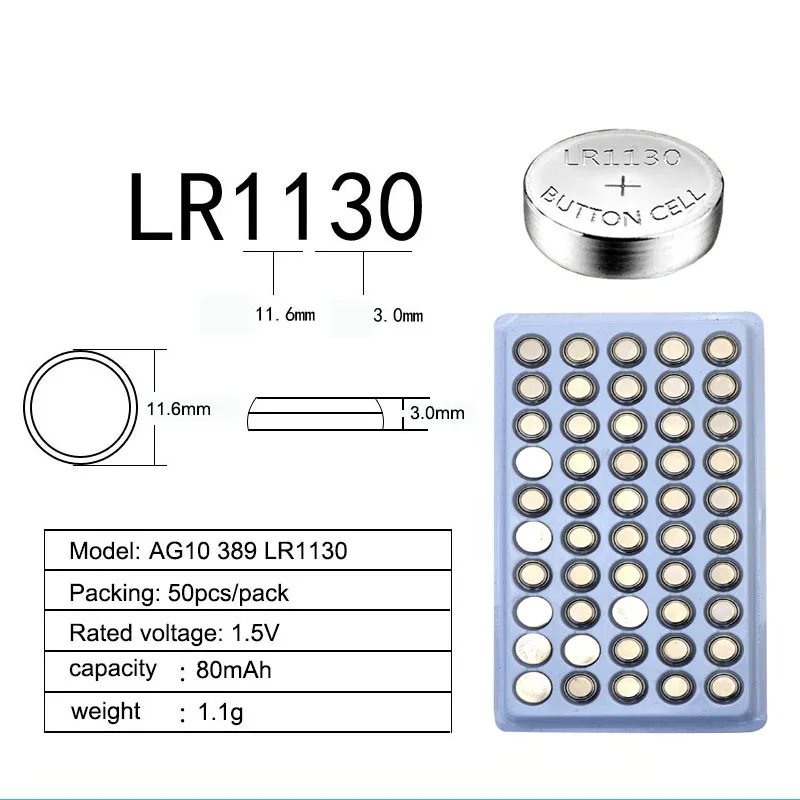 200 шт. щелочные кнопочные батарейки AG10 80 мАч LR54 1 55 в 389 SR54 189 LR1130 SR1130 - купить по