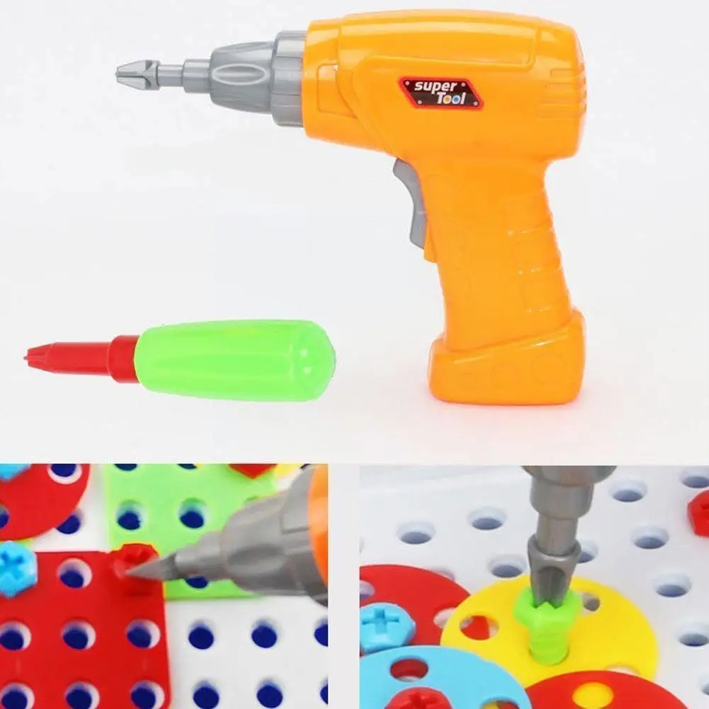 

1 Set Kids Puzzle Building DIY Toys Gift For Boys Toy Building Assembling For Early Screw Electric Education Puzzle Drill B G4S5