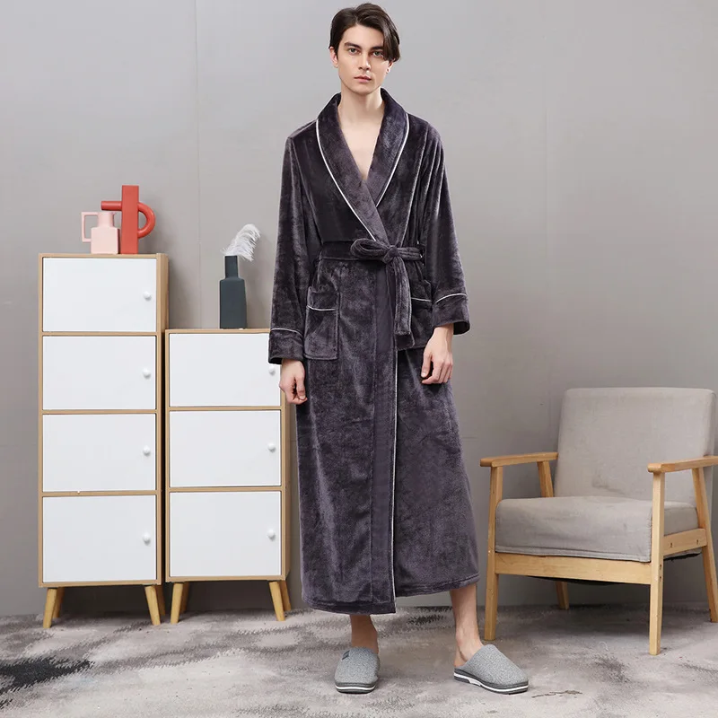 

Hombre Lovers Plus Size Homewear Couple Clothes Winter Warm Flannel Bath Robe Men Kimono Femme Bathrobe Dressing Gown For Women