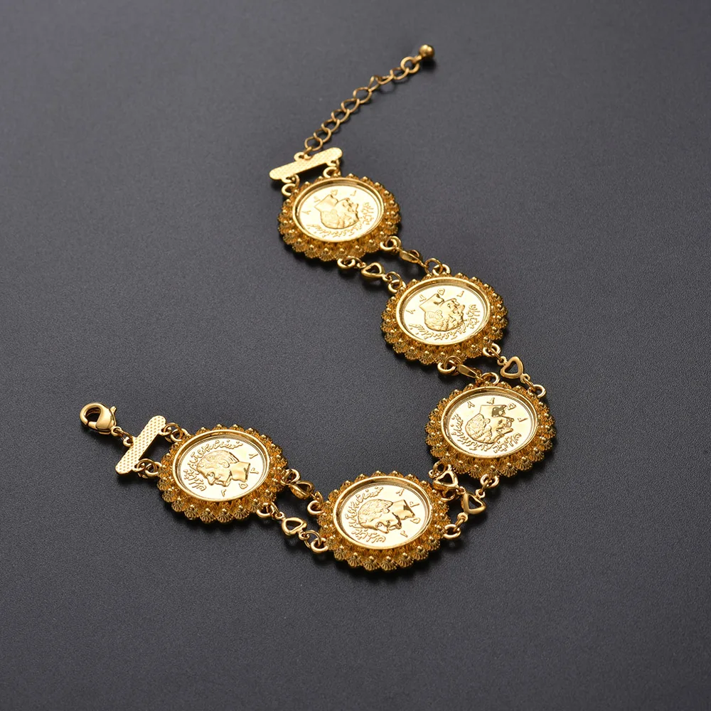 Золотистый браслет с монетами Исламские мусульманские Арабские монеты для