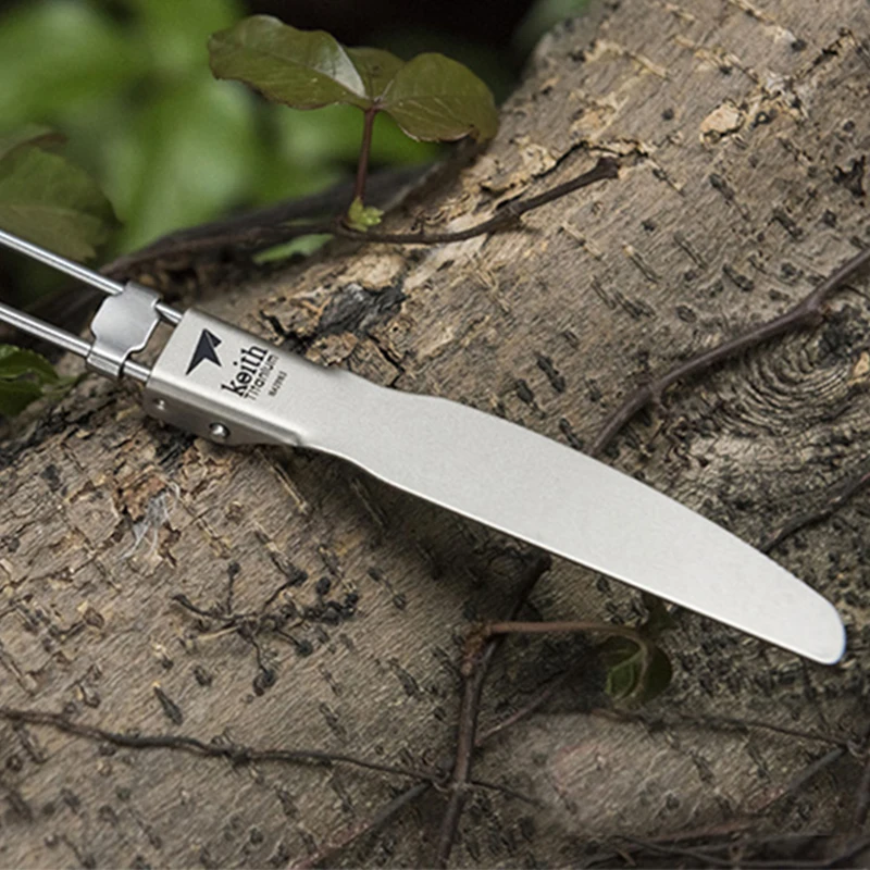 

Keith Titanium Knife Camping Cutlery Knife Portable Folding Titanium Dinner Knives Lightweight Tableware 13.8g w/Bag Ti5304