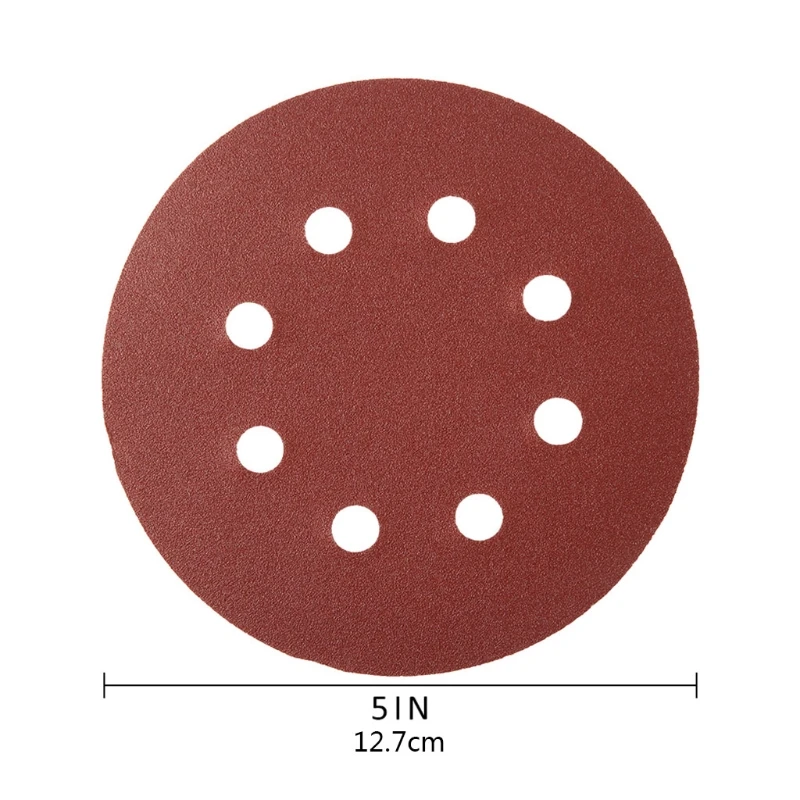 

100pcs 125mm Round Shape Sanding Discs Hook Loop Sanding Paper Buffing Sheet Sandpaper 8 Hole Sander Polishing Pad