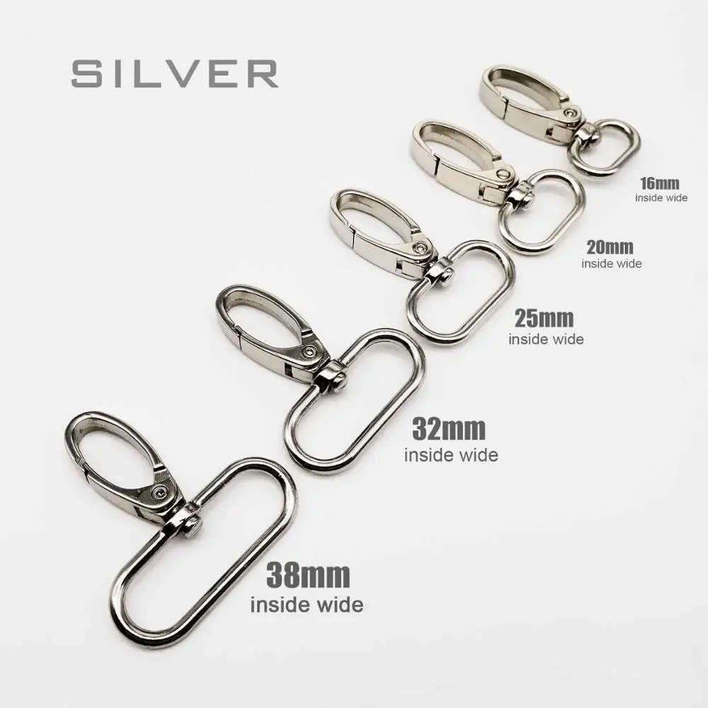 Silver Металлический поворотный омаровый кожаный мешок Сумочка Кошелек Ремень Через Плечо зажим пусковое устройство брелок-карабин для ключей брелок собачий ошейник застежка - Цвет: Silver