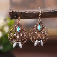 creative round hollow european and american earrings crystal palace style retro earrings female party
