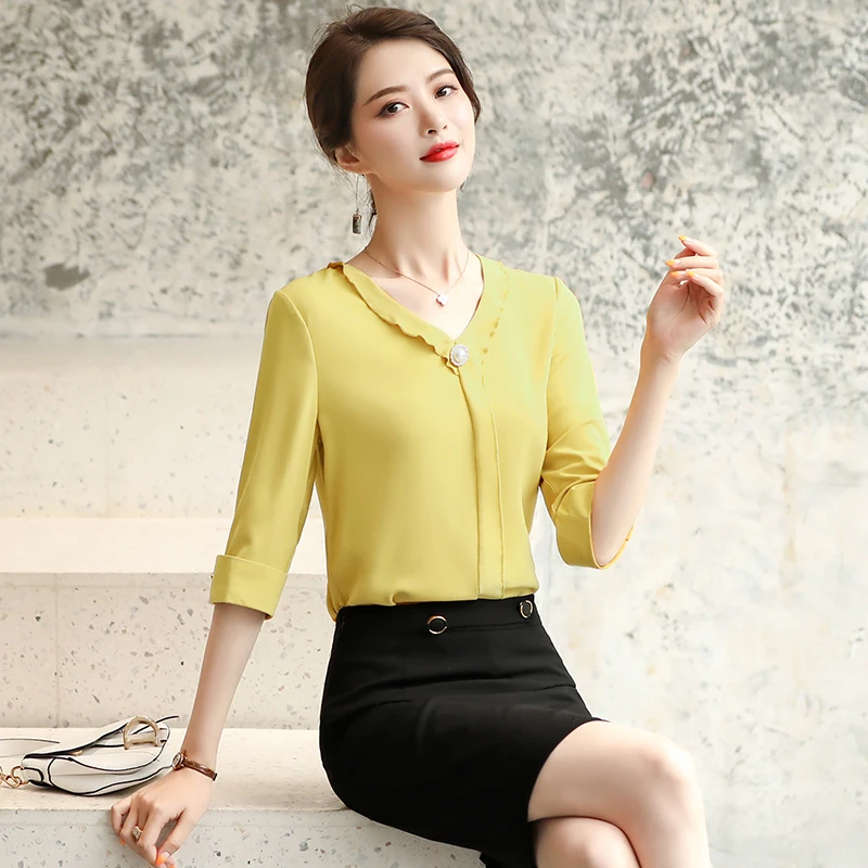 Блузка Женская Офисная с коротким рукавом рубашка и топ офисный комплект из 2