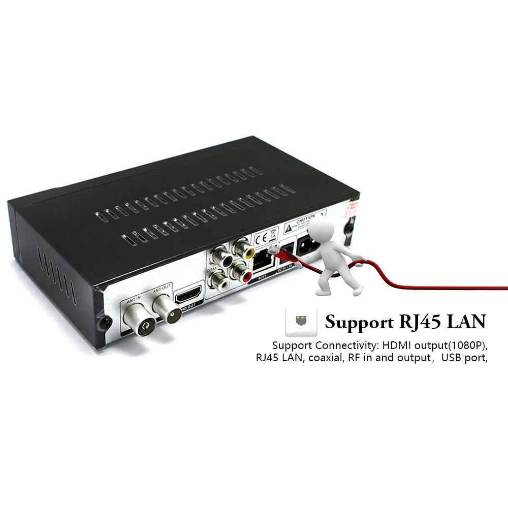 ТВ приставка DVB T2 цифровой спутниковый тюнер со встроенным RJ45 H.265/HEVC декодер для