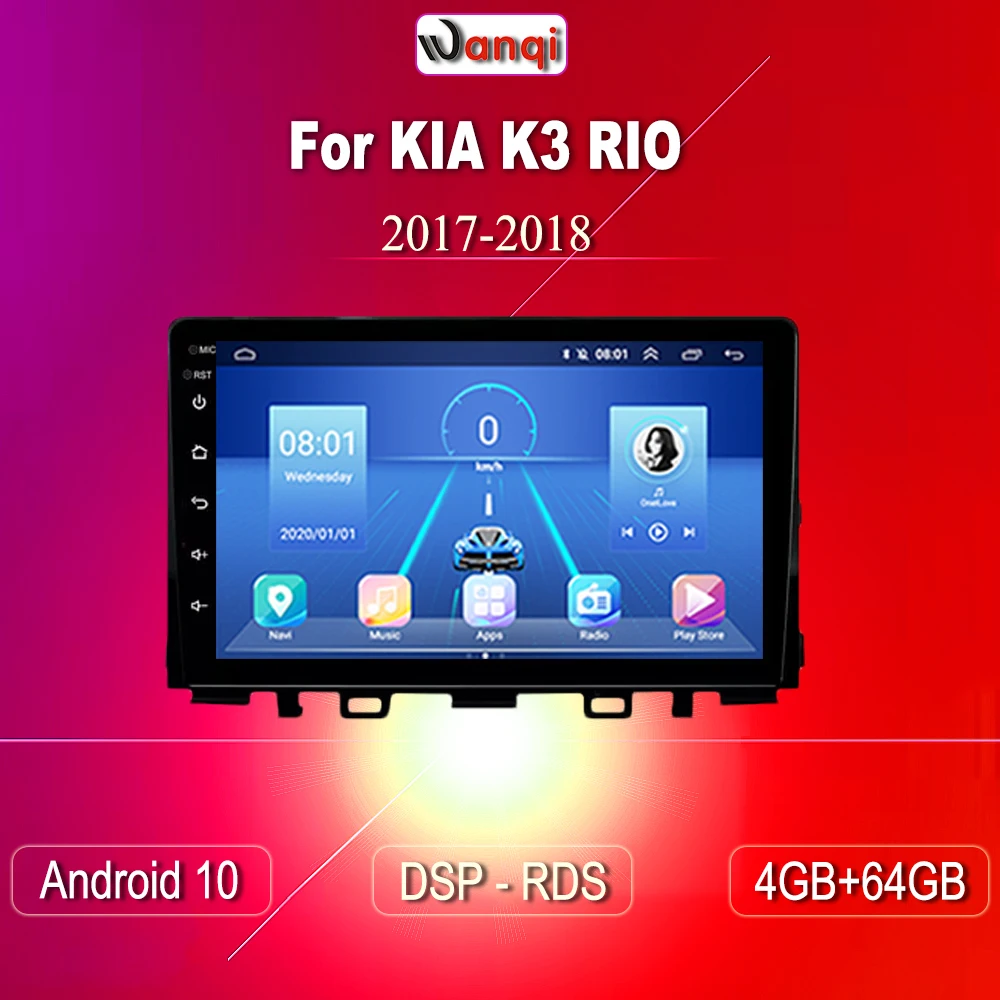 Wanqi Android 10 0 2.5D Закаленное HD сенсорный экран 9 дюймов радио для KIA k3 RIO 2017 с Bluetooth USB WIFI