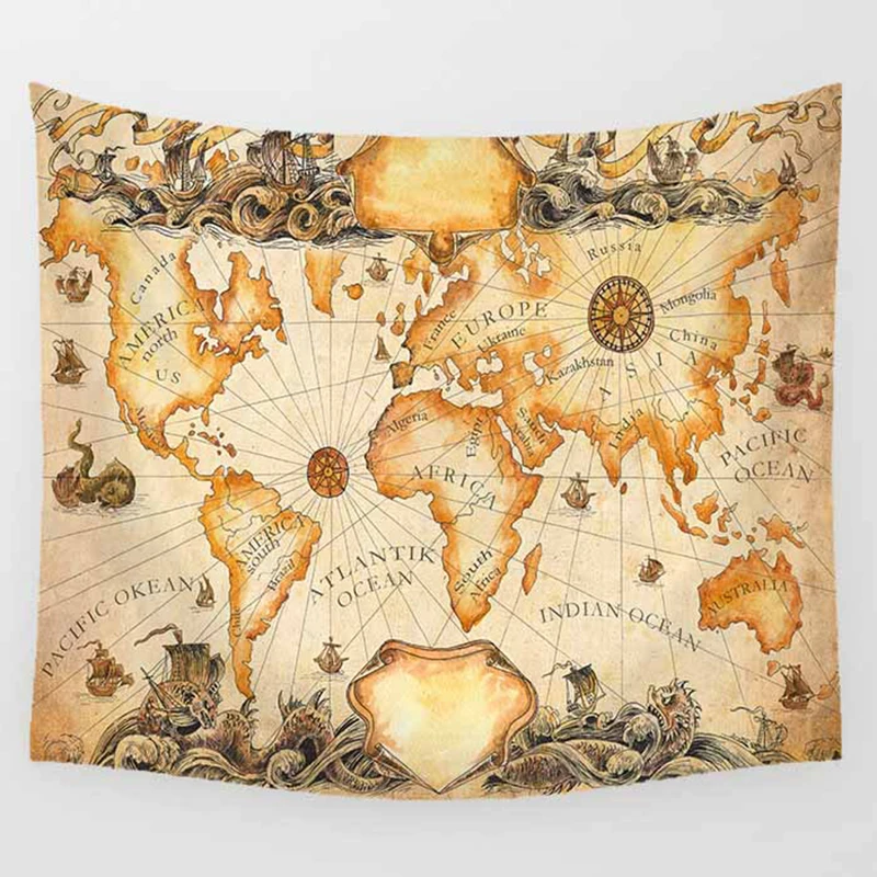 Горячая Распродажа виды карта мира гобелен настенный прямоугольник Размер L