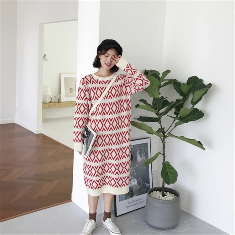 Colorfaith новинка 2019 Осень зима женские платья свободные модные вязаные теплые