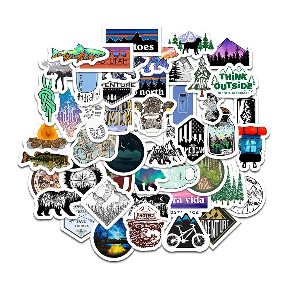 

50 PCS Camping Travel Stickers Wilderness Adventure Outdoor Landscape Waterproof Decal Sticker to DIY Suitcase Laptop Motor Car