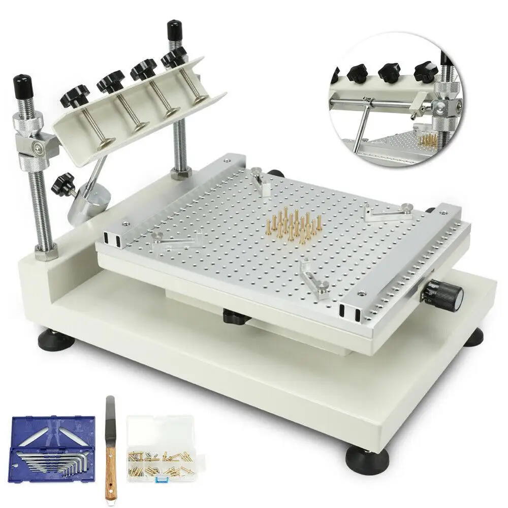 

High Accuracy 300*400mm 3040 Solder Paste Printing Machine PCB SMT Manual Stencil Printer w/ Accessories