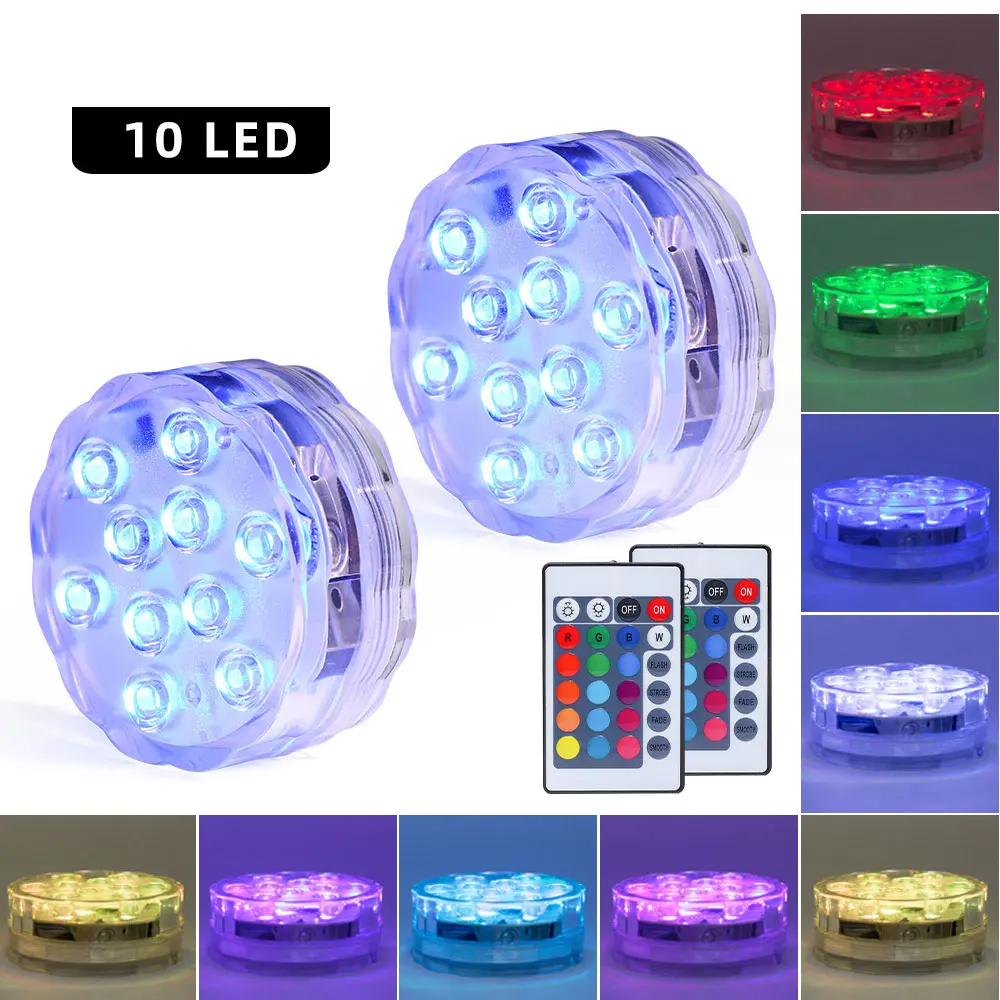 

Погружной подводный ночсветильник RGB, 10 светодиосветодиодный, питание от батарейки, светильник для сада, бассейна, аквариума, свадьбы, вазы, ...