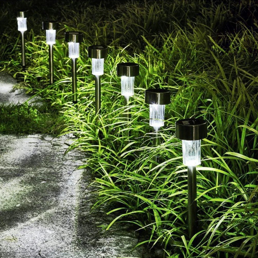 1 10 шт./лот Солнечная лампа из нержавеющей стали светильник для газона сада