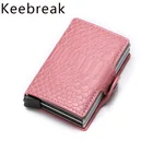 Женский Чехол-Кошелек держатель для карт для кредитных карт, с защитой от Rfid, из искусственной кожи крокодила, бизнес-банк держатель для карт, розовая кредитная карта, визитница