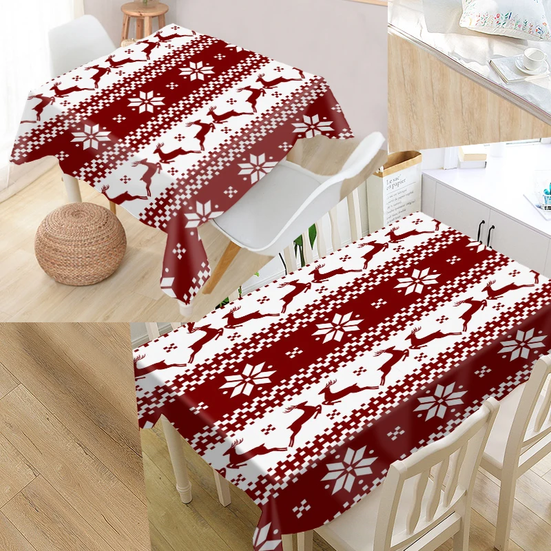 Счастливого Рождества искусственная 3D ткань Оксфорд квадратная/прямоугольная