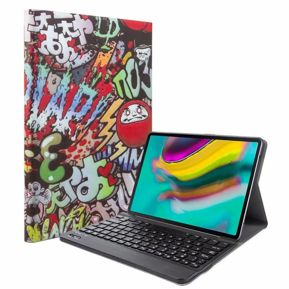 Ткань с 7 подсветкой Клавиатура с подсветкой мультфильм чехол для Samsung Galaxy Tab A 10,1 T510 T515 планшетная клавиатура Bluetooth чехол - Цвет: Without Light