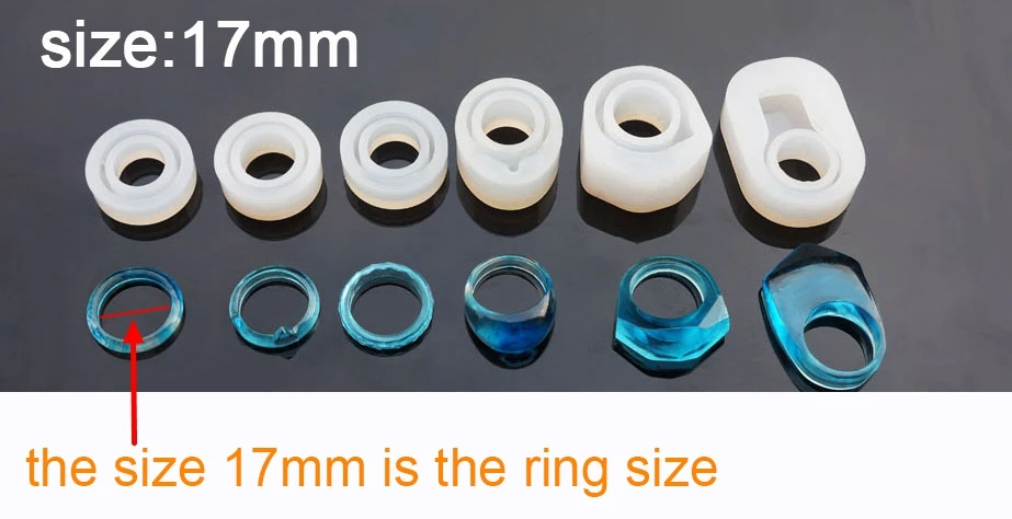 17mm-6pcs Прозрачная силиконовая форма для эпоксидной смолы УФ-смолы набор колец формы кольца инструменты для изготовления ювелирных изделий - Цвет: 17mm-6pcs
