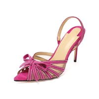 women sandals high heels party sandals female diamond peep toe bowknot shoes slip on wedding stiletto