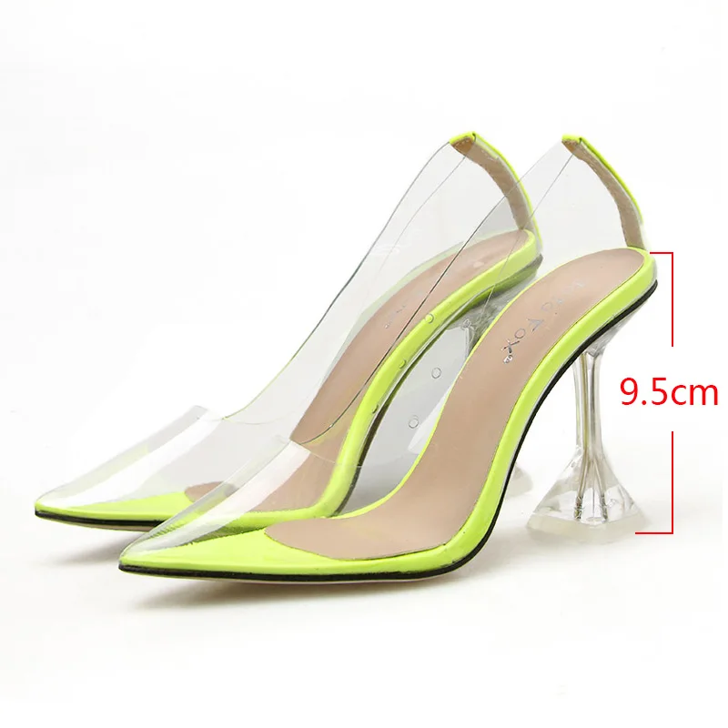 Прозрачные туфли лодочки из ПВХ каблук плексигласа высокий шпилька заостренный