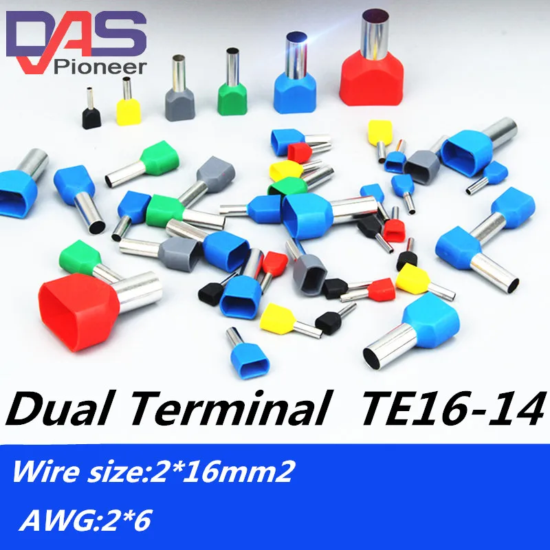TE16 14 2X6 AWG двойной входной провод и наконечники штифта для 2X16 0 мм2 Длина