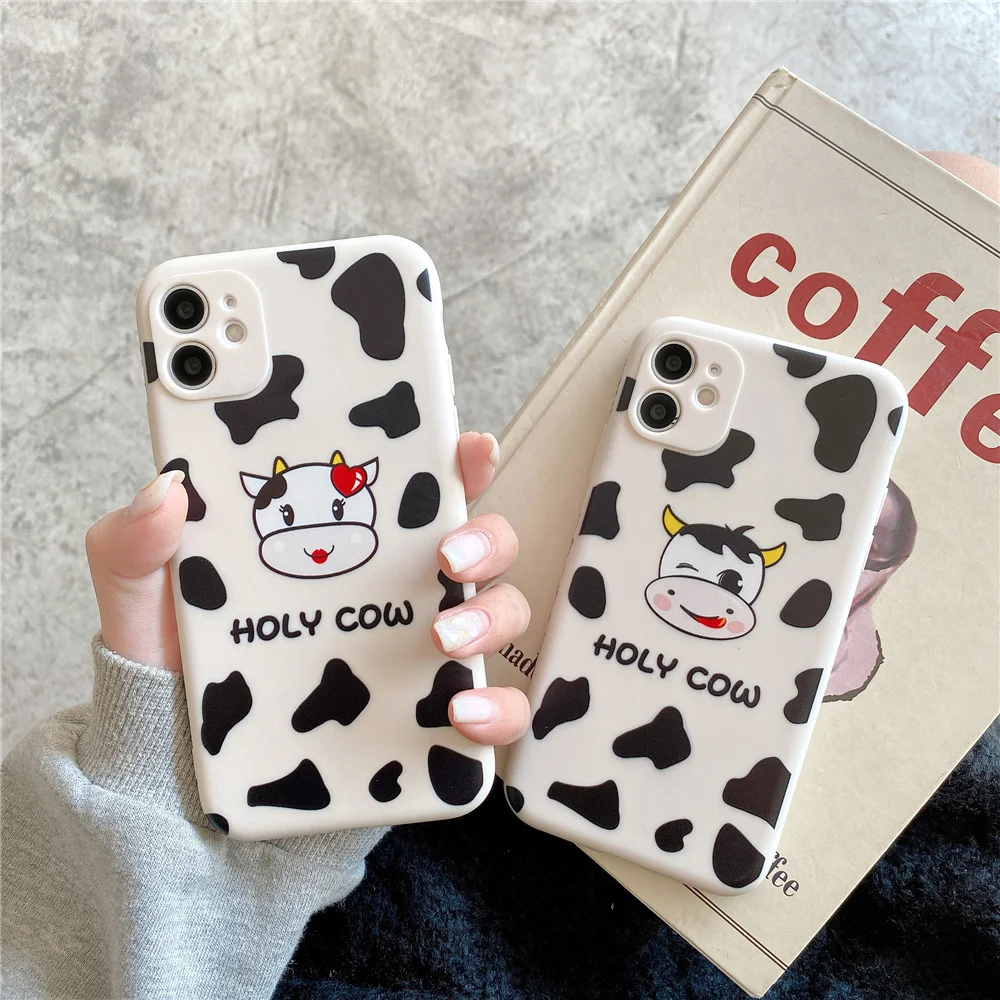 

New Cute Cow Pattern Silicone Phone Case for IPhone 12 Pro Max 11 Pro MAX X XS XR 7 8 6 6s plus SE 2020 Back Case Cover