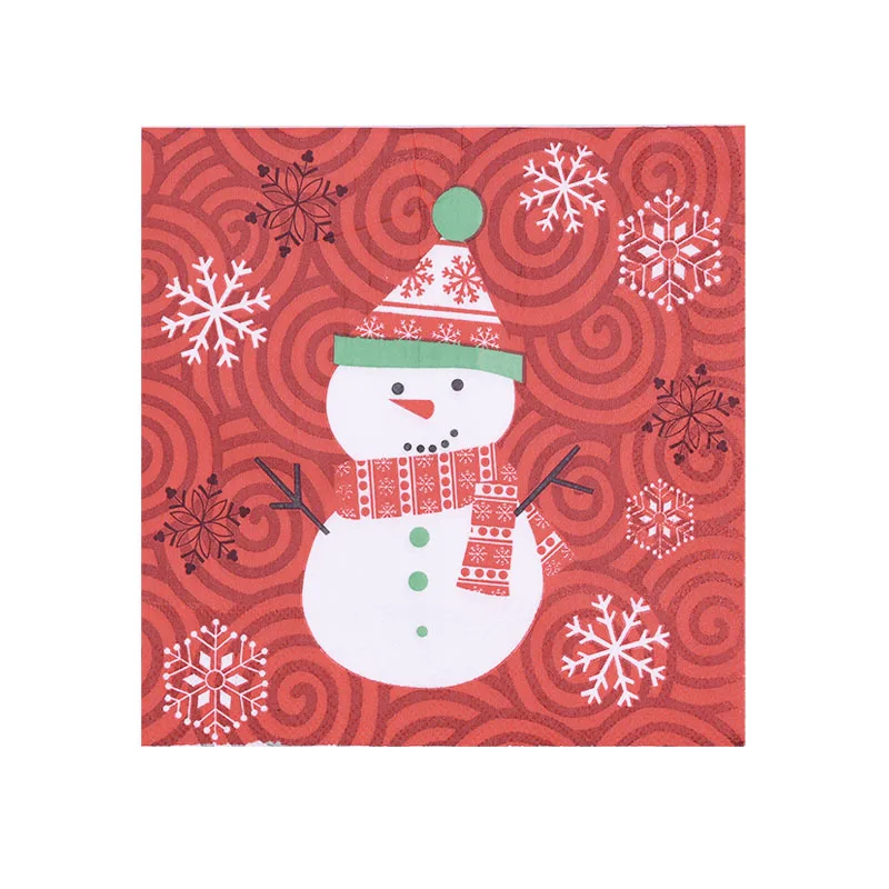 20Pcs napkin B09 1/20 шт Рождественская одноразовая пластиковая скатерть Рождественская скатерть с рождественским декором для стола Новогодний ужин - Цвет: 20Pcs napkin B09