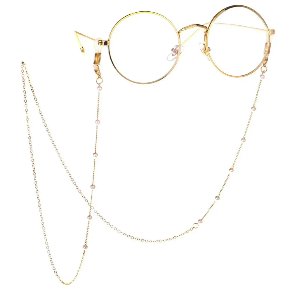Модная цепочка для очков чтения с искусственными жемчужными бусинками и мини-бусинами, ремешок для солнцезащитных очков, не скользящая нить для ожерелья.