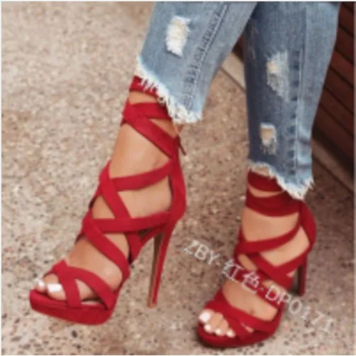 Сандалии Женские однотонные на молнии Классические босоножки с ремешком