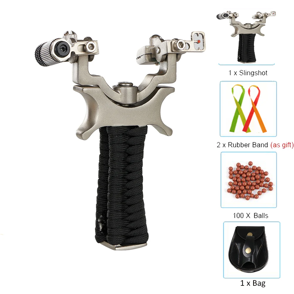 

360 Degree Rotating Hunting Metal Slingshot Slingshot Shooting Rubber Band Outdoor Hunting Slingshot Shooting Steel Ball Tool