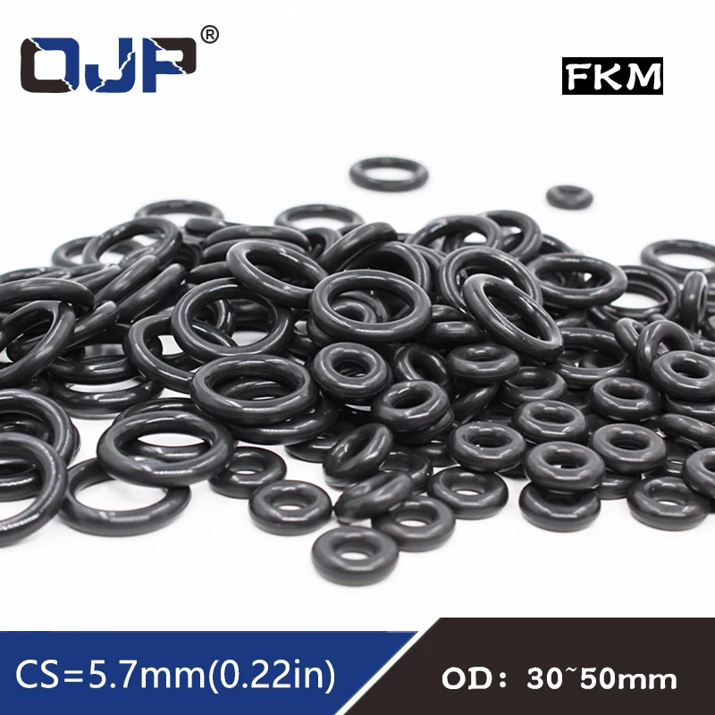 

Уплотнительное кольцо из фторкаучука, 5 шт., черное уплотнительное кольцо FKM, толщина 5,7 мм, внешний диаметр 30/35/40/50 мм, уплотнительное кольцо, ...