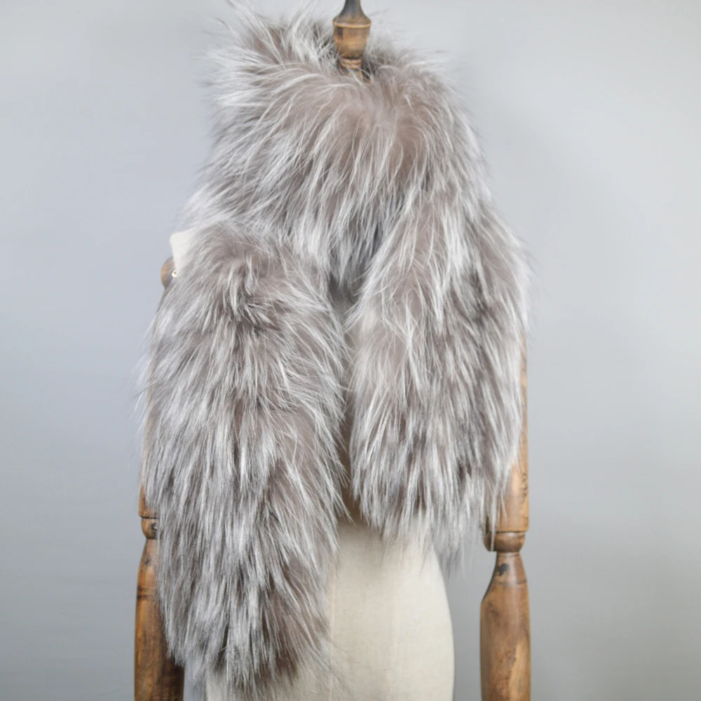 Outdoor Long Style Women Real Fox Fur Scarf Winter Warm Soft Knit Shawl Good Quality Natural Ring Scarves |