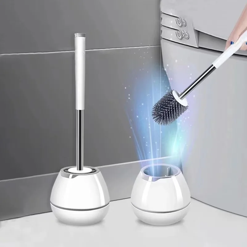

UOSU TPR Silicone Head Toilet Brush Quick Draining Clean Tool Wall-Mount Or Floor-Standing Cleaning Brush Bathroom Accessories