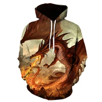 2021 latest 3d fire dragon print harajuku fashion casual sports hooded sweater hooded sweater autumn and winter unisex streetwea