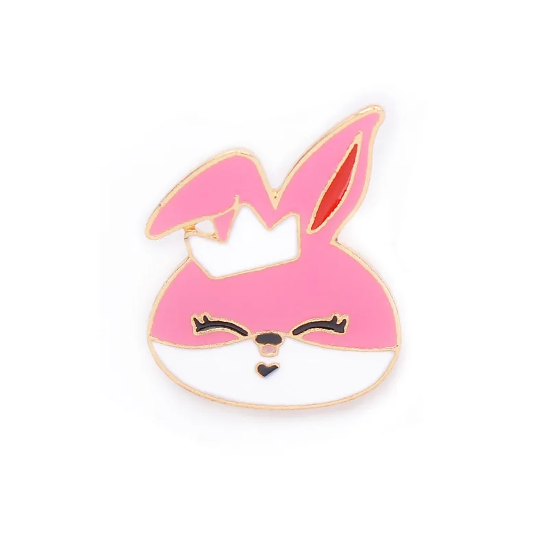 Брошь в виде Милого Животного из мультфильма CreativeJewelrys розовый кролик корона