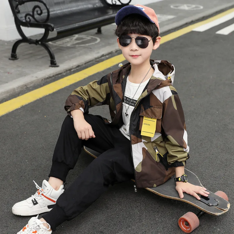 Cool Zipper Spring Summer Children's Clothes Suit Baby Boys Coat + Pants 2pcs/Set Teenage Top Sport Costume For Kids Streetwear