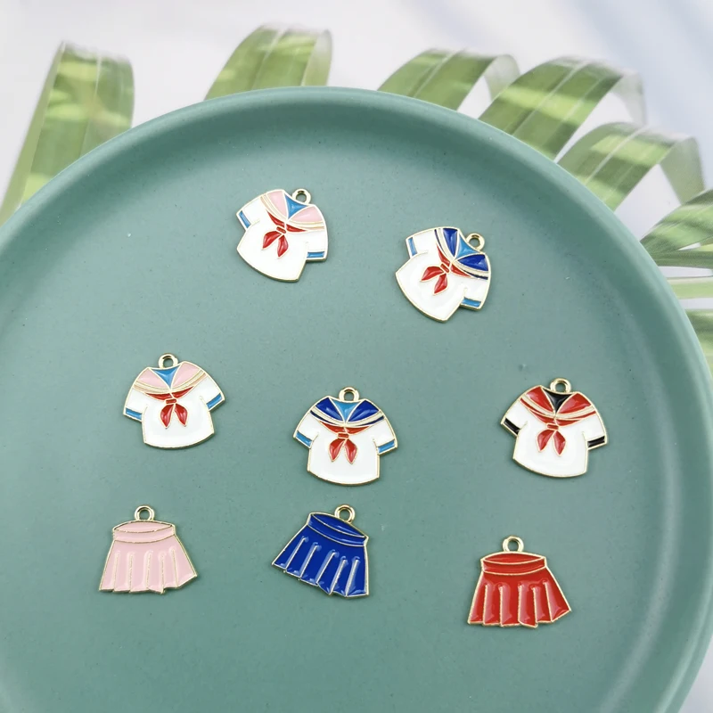 

Lizz 10pcs School Uniforms Skirt Enamel Metal Charms Pendant For Earring Making Dangle DIY Bracelet Jewelry Accessory Craft F900