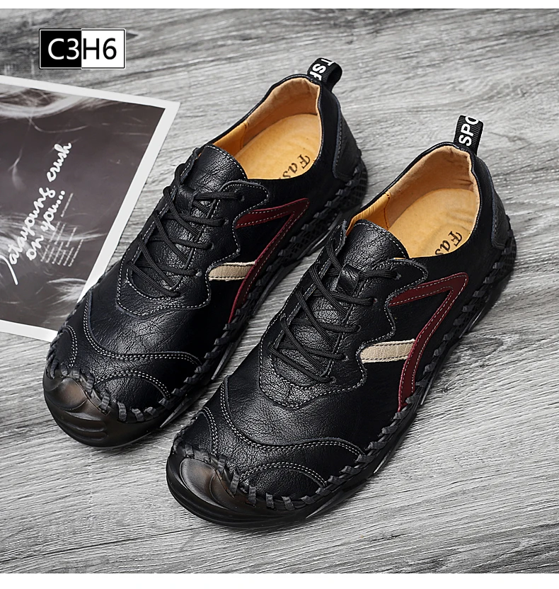 

Leather Men Shoes Sneakers Trend Casual Shoe Italian Breathable Leisure Male Sneakers Non-slip Footwear Men Vulcanized Shoes