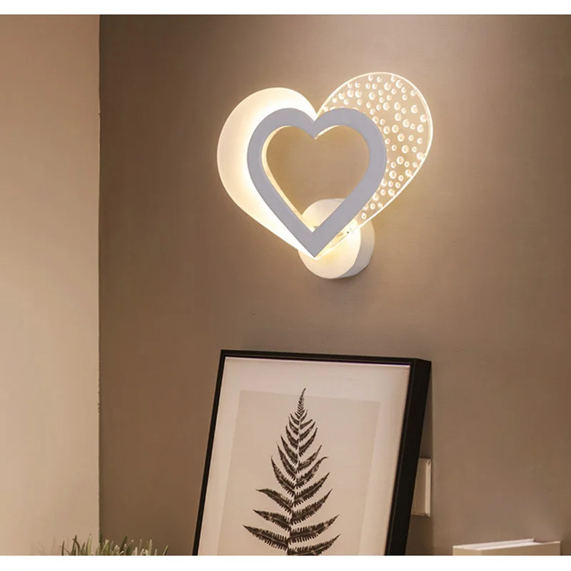 Белый акриловый настенный светильник с милым сердцем украшение для свадебной