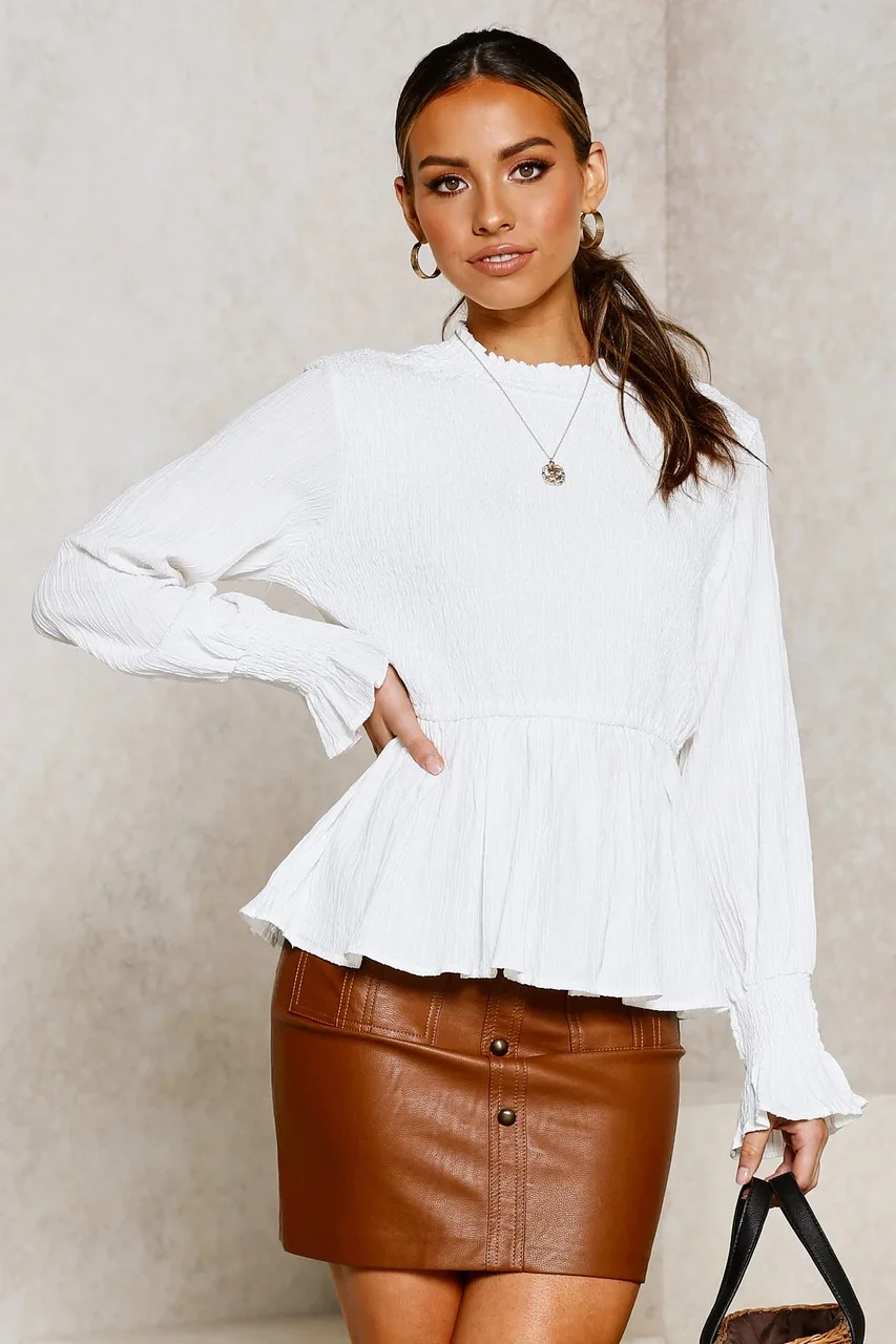 Блузка Foridol с рукавами-тюльпанами осенне-зимняя туника оборками блузки баской