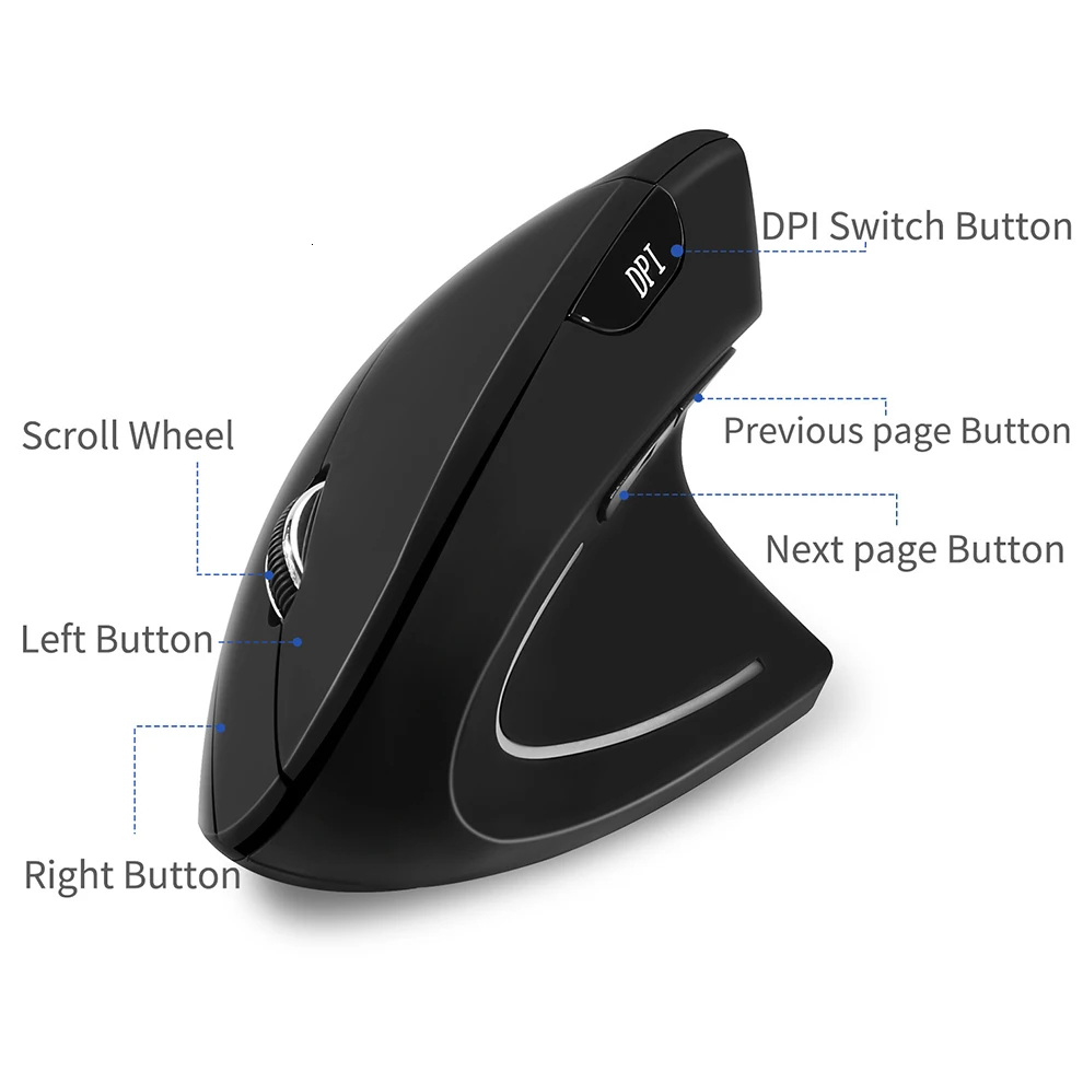 Желеобразная расческа, вертикальная мышь, Bluetooth 4,0, беспроводная мышь для ноутбука, 6 кнопок, эргономичная мышь для ПК, ноутбука, компьютера, офиса