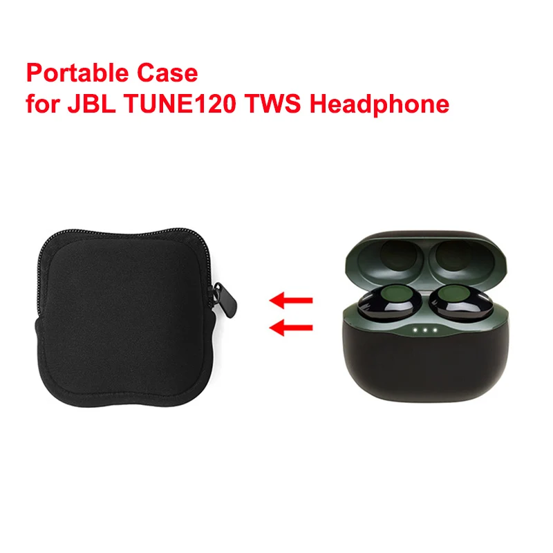 Мягкий чехол сумка для наушников JBL TUNE 120 TWS портативная мини 95x95x50 мм|Аксессуары