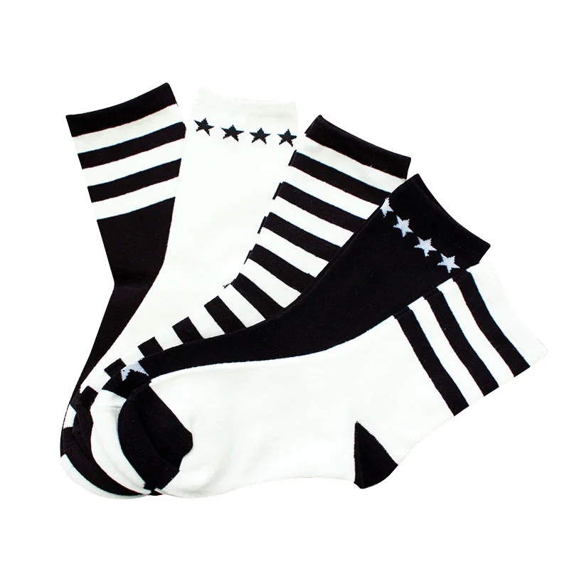 5 парт/лот женские хлопковые носки классические черные белые для девочек