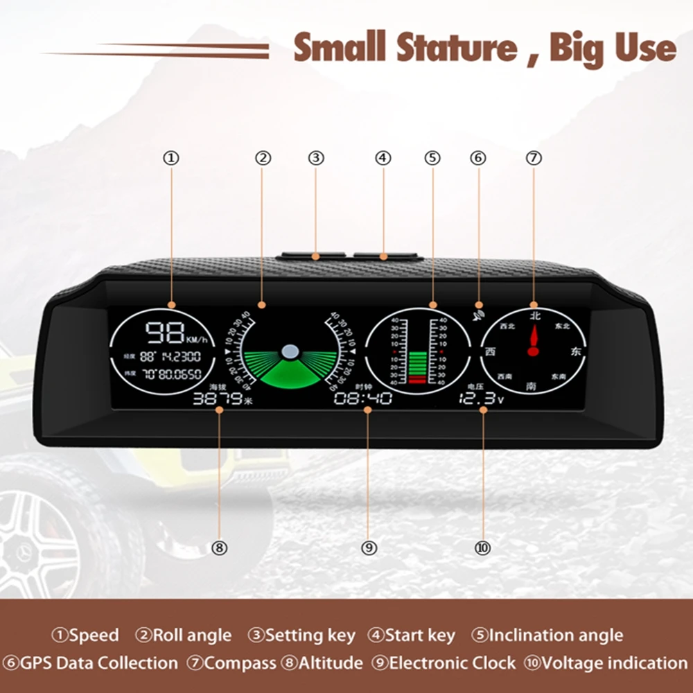 Новый Go 2 Gps Автомобильный дисплей измеритель скорости наклона компас