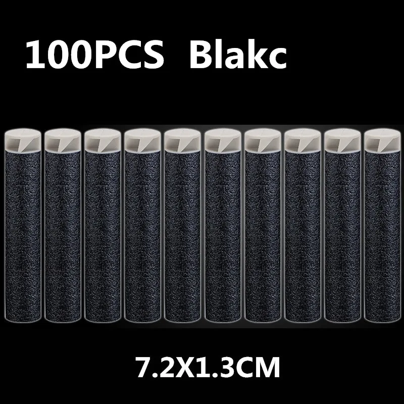 black Детская игрушка Nerf пули 100 шт. 7,2 см Nerf Пуля для ружья Запасной комплект для Дартс для Nerf аксессуары Тактические EVA мягкие спиральные пули полые головы - Цвет: black