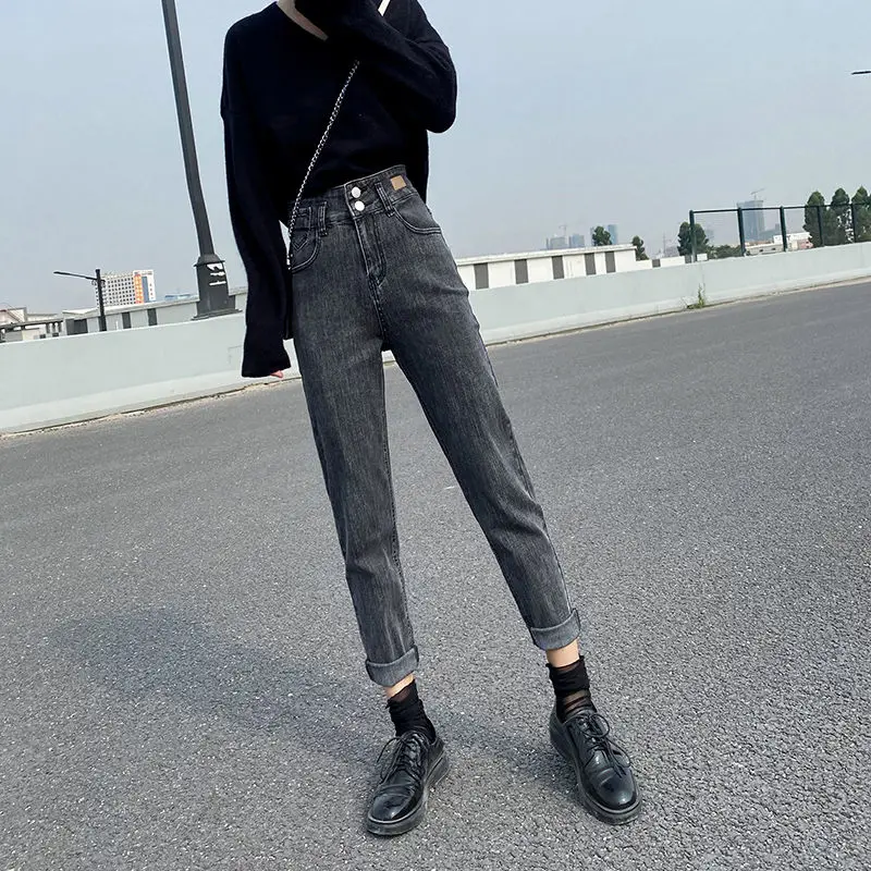 

Woman Jeans Pants Harem Straight Loose High Waist Pants Autumn Winter