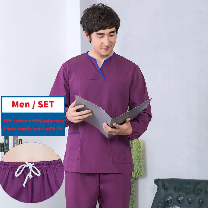 High Quality Spa Uniform Unisex Fashion Y-neck Long Sleeve Work clothes Pet grooming institutions Scrub set Beauty Salon | Тематическая